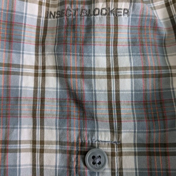 Columbia Plaid Button-up Shirt Men's Large Insect Blocker Roll-Tab Long Sleeve - Picture 12 of 16